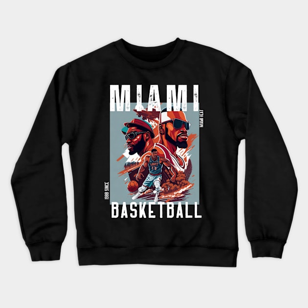 Miami heat basketball  vector graphic design Crewneck Sweatshirt by Nasromaystro